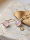 Grekas Silver Gold Plated Dangle Earrings with Pink Stones