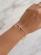 Grekas Women's Bracelet with Cross Design Gold Plated Silver with Zircon 5cm