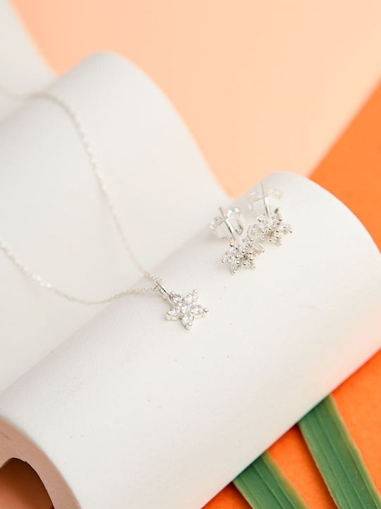Elika Silver Schmuckset Mit Halskette & Ohrringen Aus Silber
