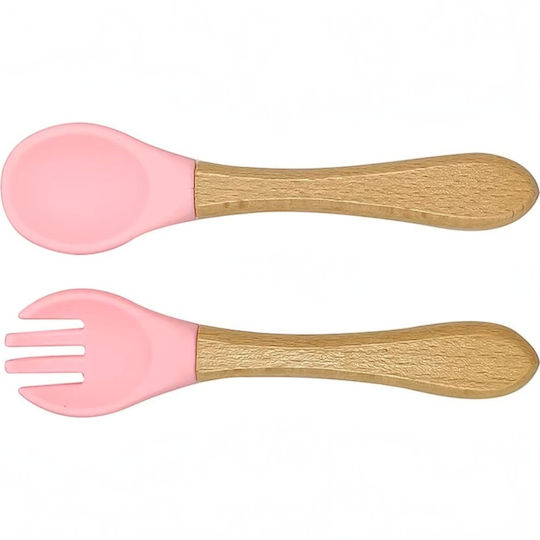 Queen Mother Baby Set with Fork Bites Silicone Pink 2 Pieces