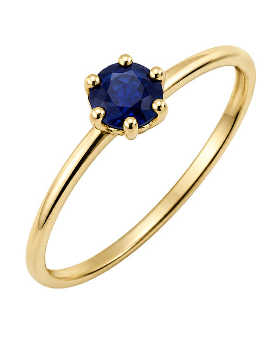 Single Stone Ring In 9K Gold With Sapphire