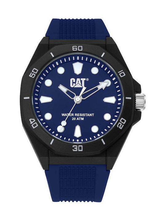 CAT Diver Men's Battery Watch with Blue Rubber Strap