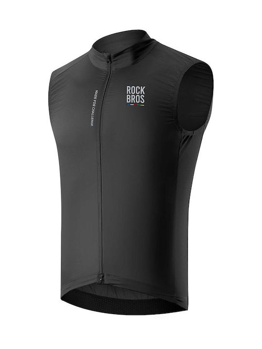Rockbros Herren Fahrrad-Windbreaker-Jacken Ärmellos Schwarz