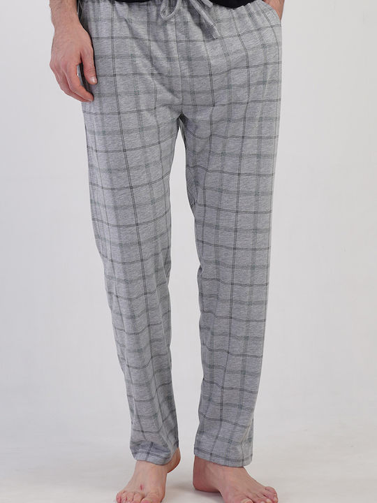 Vienetta Secret Sommer Karierte Herrenpyjama Hose Grau