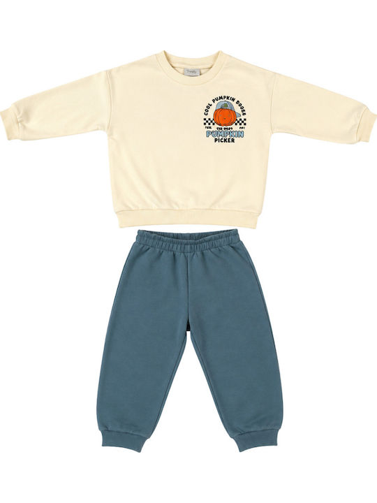 Trax Kids Tracksuits Ecru-Turquoise