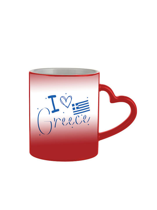Μαγική Κόκκινη Κούπα Greece Λαβή Καρδιά