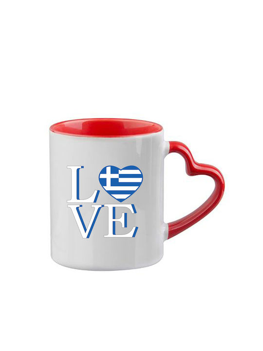 Κούπα Greece Κόκκινη Λαβή Καρδιά Εσωτερικό
