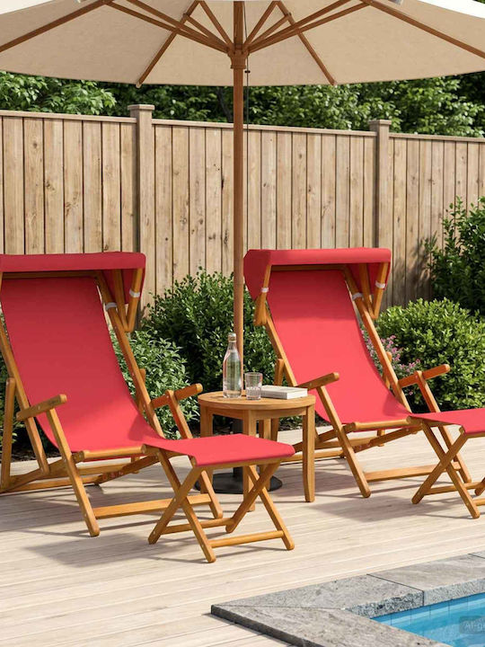 Outdoor Wooden Red Chair with Cushion 4 Pieces ...
