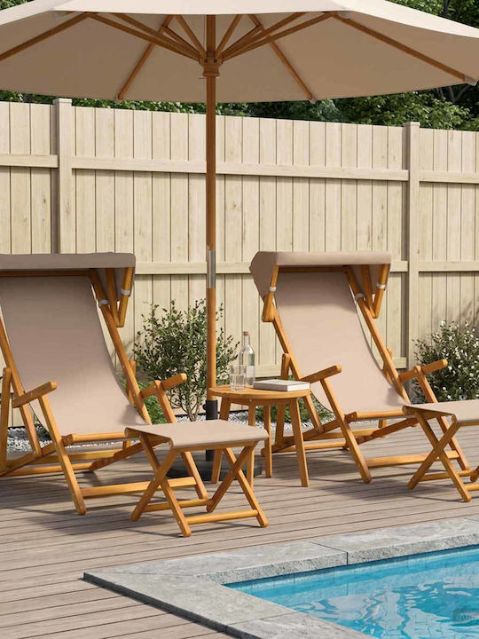 Outdoor Wooden Taupe Chair with Cushion 4 Piece...