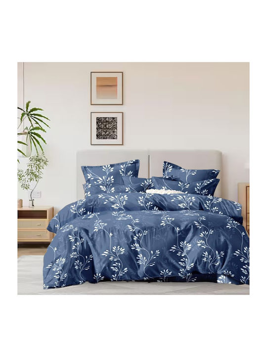 SpitiBazaar Module Cearceafuri De Pat Supra Duble Cu Hugger Din Cauciuc 160x200+30cm Albastre (4 Bucăți)