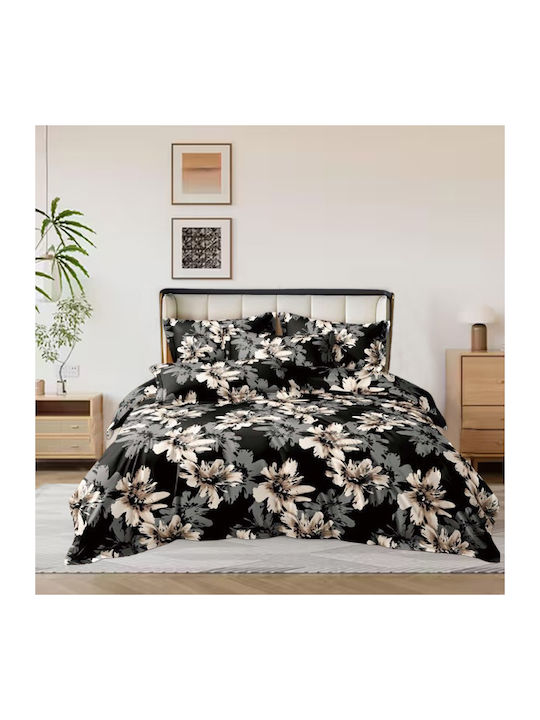 SpitiBazaar Module Cearceafuri De Pat Superduble Cu Hugger Din Cauciuc 160x200+30cm Negru 4 Bucăți
