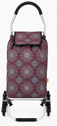 Fabric Shopping Trolley Foldable Burgundy 33x55...