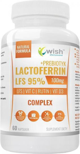 Wish Pharmaceutical Lactoferrin LFS 95% 100mg Complex + Prebiotic Ειδικό Συμπλήρωμα Διατροφής 60 κάψουλες