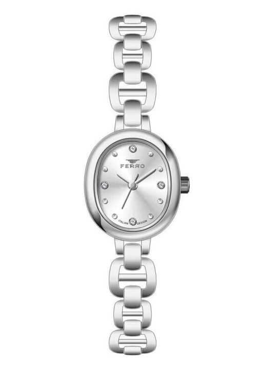 Ferro Womens Battery Watch With Silver Metal Br...