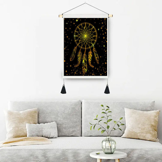 FRIPIA Tapiserie Decorativă Lucrată Manual Aurie din Țesătură 50x35cm