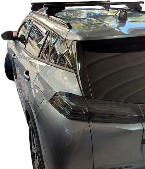 Menabo Aluminum Car Roof Bars for Peugeot 2008 2019 Set with Roof Rack Legs and Lock Black