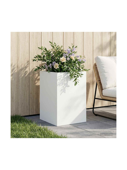 vidaXL Κήπου Γλάστρα Μεταλλική Λευκό 40x40x60εκ.