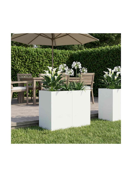 vidaXL Garten Blumentopf Metallisch Weiß 80x40x...