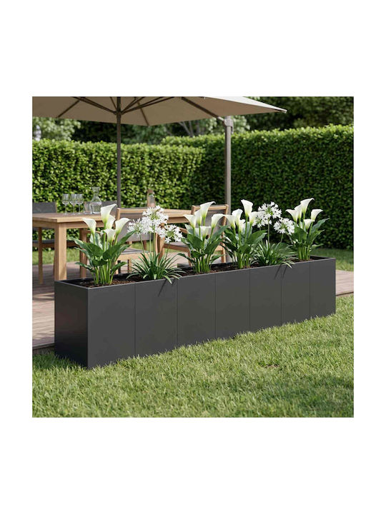 vidaXL Ghiveci De Flori Metalic Negru 280x40x60cm