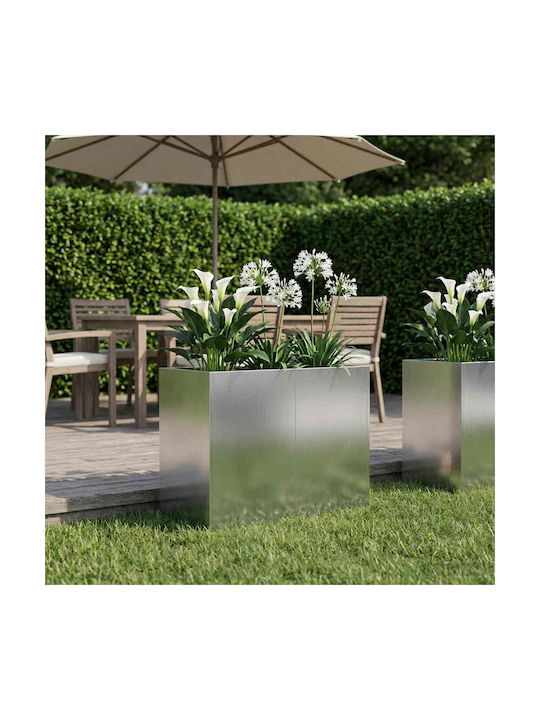 vidaXL Garten Silber Metallischer Blumentopf Si...