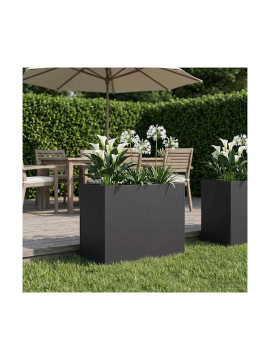 vidaXL Garten Blumentopf Metallisch Schwarz 80x...