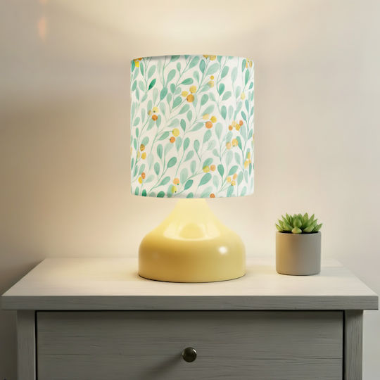 Inspiral Tree Table Lamp Ivory Metal Base Fabric Shade Leaves Watercolor E27 Socket