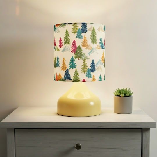 Inspiral Tree Table Lamp Ivory Metal Base Fabric Shade Trees Cedars E27 Socket