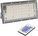 Водоустойчив LED прожектор 50W RGB с дистанционно IP66