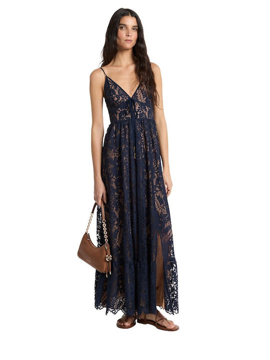 Michael Kors Sommer Maxi Wickel Damenkleid Blau