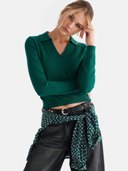 Attrattivo Damen Langärmeliges Grün Bluse