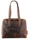 Leder Damen Schultertasche Braun