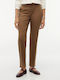 Women's Fabric Trousers in Slim Fit Striped Beige