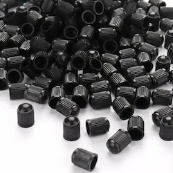 Set 100 Bucăți Capace de supapă Material Plastic Culoare Neagră Mașini Camioane Biciclete Motociclete ATV-uri Quad-uri