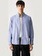 Long Sleeve Shirt in Regular Fit Striped Blue M6YH04W2841 SB0F