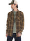 Long Sleeve Flannel Shirt In Regular Fit Checked Brown