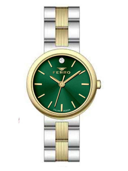Ferro Womens Battery Watch With Silver Metal Bracelet