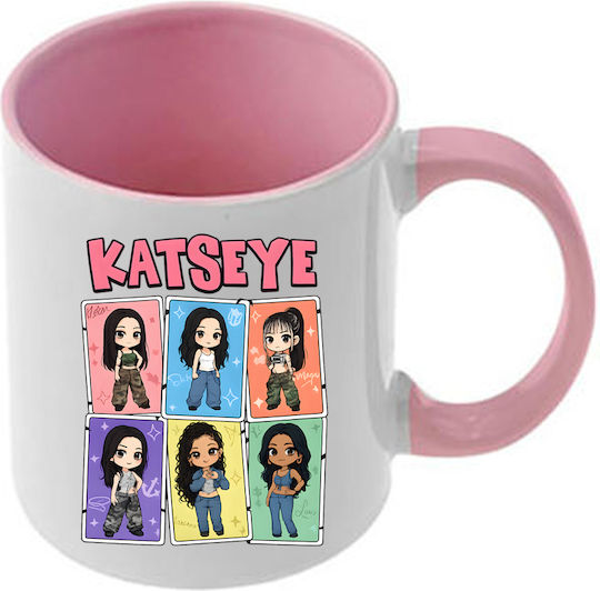 Mug Katseye Pink Handle Interior