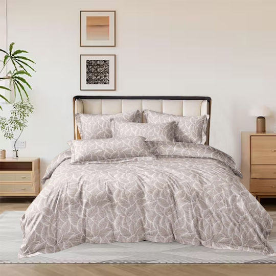 SpitiBazaar Royal Super-Double Bed Sheets Set With Rubber Hugger 160x200+30cm Grey 4 Pieces