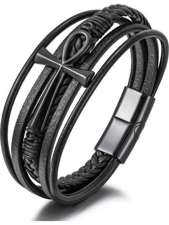 Toro Nero Brățară Pentru Bărbați Cu Design Cruce Din Piele