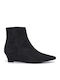 Wildleder Stiefeletten Damen Ankle Boots mit Plattform Schwarz