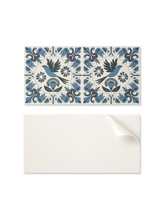 Selbstklebende Vinylkacheln Vogel Blumenmuster 10x40x20 cm