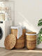 vidaXL Wicker Laundry Basket with Lid Brown