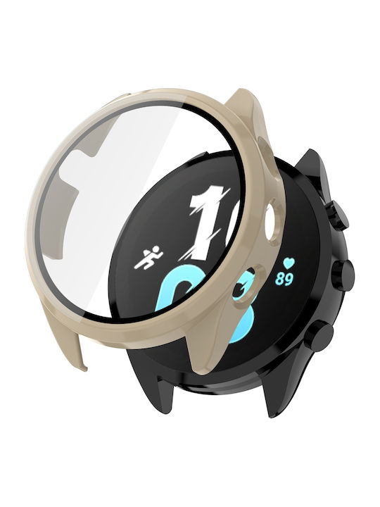Garmin Forerunner 165 Pc + Вграден защитен калъф за часовник Закалено фолио Бяло Ивори
