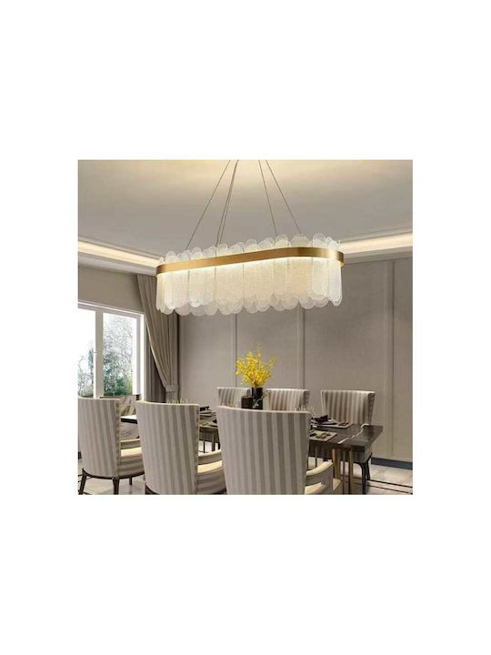 Златен Кристален Полилей LED 80W Модерен D800x300мм