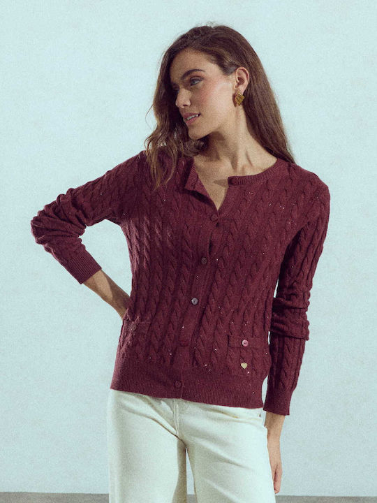 Celestino Women's Knitted Metallic Burgundy Car...