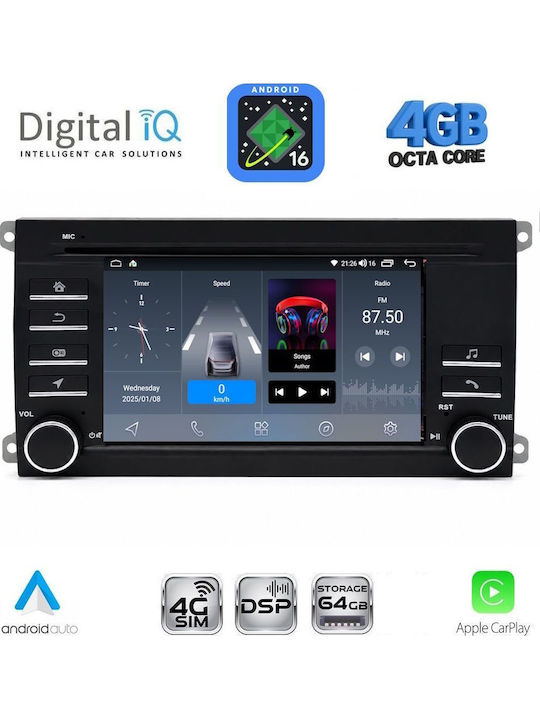 Digital IQ Car Audio System for Porsche Cayenne 2002-2011 Bluetooth USB WiFi GPS Apple CarPlay Android Auto with 7" Touch Screen