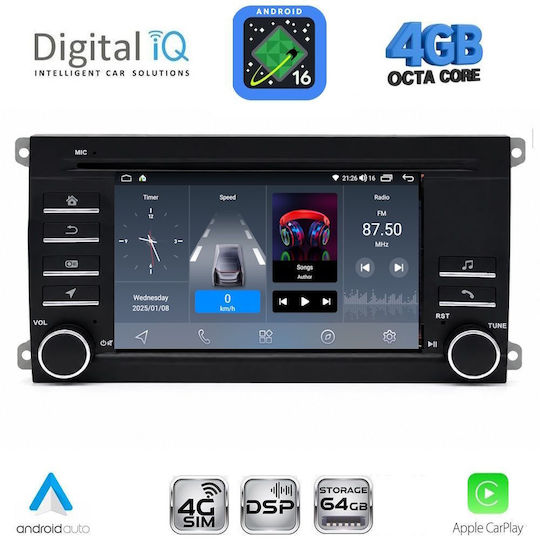 Digital IQ Ηχοσύστημα Αυτοκινήτου για Porsche Cayenne 2002-2011 (Bluetooth/USB/WiFi/GPS/Apple-Carplay/Android-Auto) με Οθόνη Αφής 7"