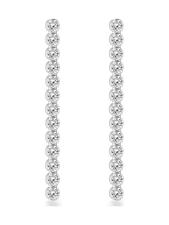 Chrilia Dangle Earrings in 9K White Gold with Stones