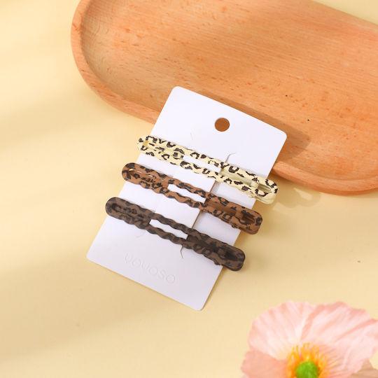 Seria Leopard Cafe Clame De Păr Ondulate Metalice – 3 Bucăți