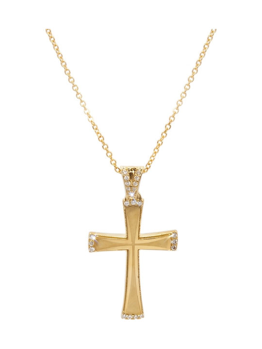 Women’s Gold Cross 9K Double Sided with Chain